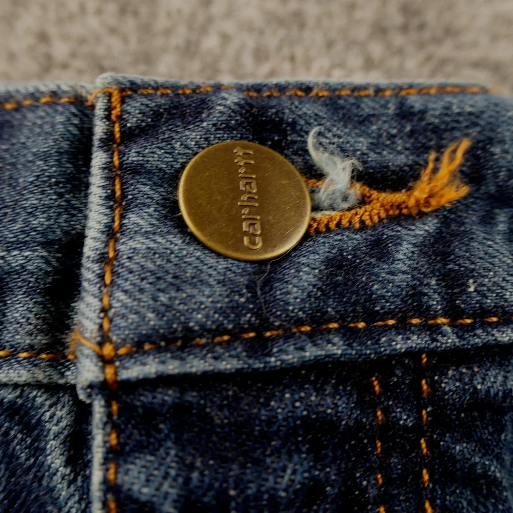Carhartt Jeans Mens 46x30 Blue Carpenter Workwear Loose Straight Denim Dungaree